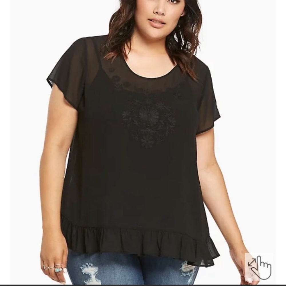 Sheer black on black embroidery Torrid size 3